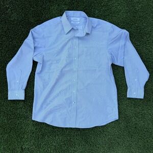 CREMIEUX Mens Dress Shirt 100% Pima Cotton Blue Stripe Button Down 16 1/2